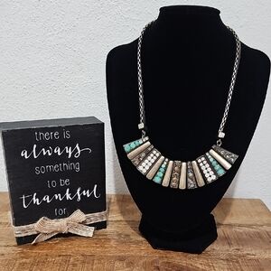 Lydell NYC Chic Brass and Turquoise Necklace